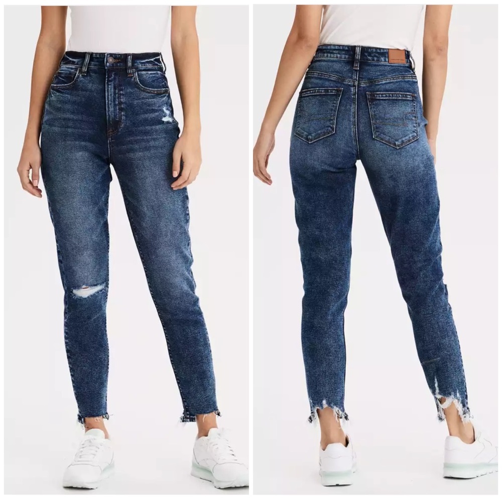 American Eagle • highest rise mom jean • distressed